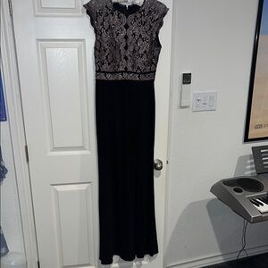 Morgan & Co. Black and Gold Lace Dress